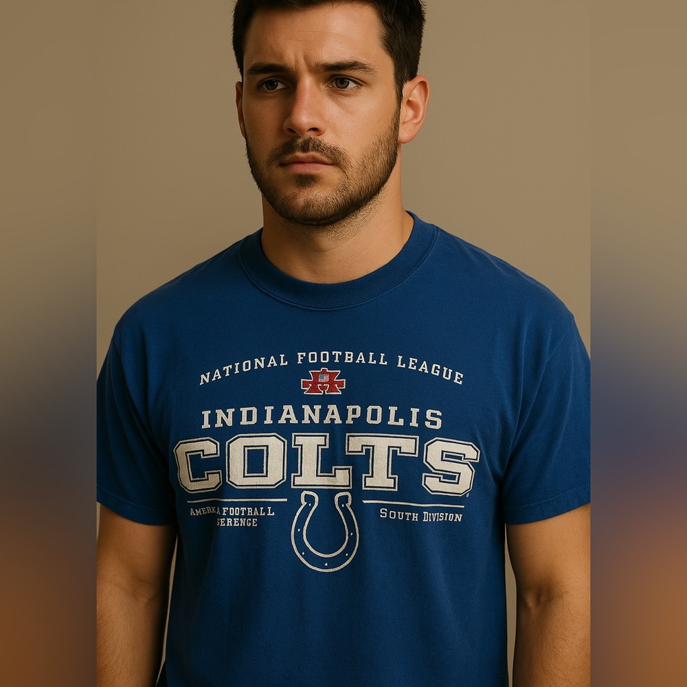 NFL Tee Indianapolis Colts Graphic Cotton Blue White Size Large